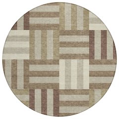 Machine Washable Indoor/Outdoor Chantille ACN2332 Brown 8' x 8' Round Rug