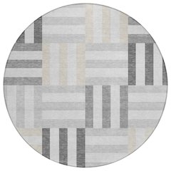 Machine Washable Indoor/Outdoor Chantille ACN2332 Gray 8' x 8' Round Rug