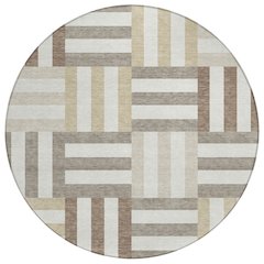 Machine Washable Indoor/Outdoor Chantille ACN2332 Ivory 8' x 8' Round Rug