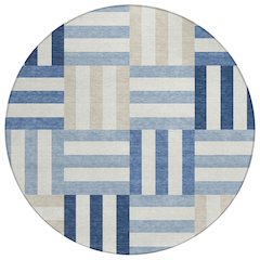 Machine Washable Indoor/Outdoor Chantille ACN2332 Blue 8' x 8' Round Rug