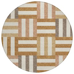 Machine Washable Indoor/Outdoor Chantille ACN2332 Orange 8' x 8' Round Rug