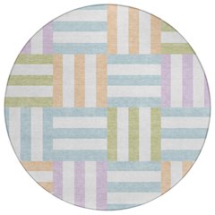 Machine Washable Indoor/Outdoor Chantille ACN2332 Ivory 8' x 8' Round Rug