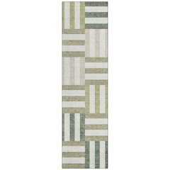 Machine Washable Indoor/Outdoor Chantille ACN2332 Green 2'3" x 7'6" Runner Rug