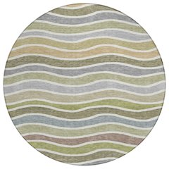 Machine Washable Indoor/Outdoor Chantille ACN2333 Green 8' x 8' Round Rug