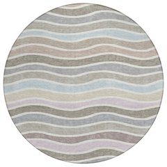 Machine Washable Indoor/Outdoor Chantille ACN2333 Brown 8' x 8' Round Rug