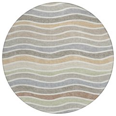 Machine Washable Indoor/Outdoor Chantille ACN2333 Brown 8' x 8' Round Rug