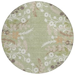 Machine Washable Indoor/Outdoor Chantille ACN2334 Green 8' x 8' Round Rug