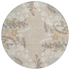 Machine Washable Indoor/Outdoor Chantille ACN2334 Brown 8' x 8' Round Rug