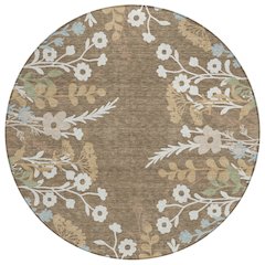 Machine Washable Indoor/Outdoor Chantille ACN2334 Brown 8' x 8' Round Rug