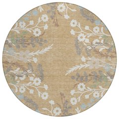 Machine Washable Indoor/Outdoor Chantille ACN2334 Gold 8' x 8' Round Rug