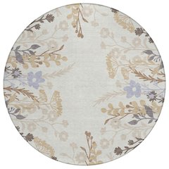 Machine Washable Indoor/Outdoor Chantille ACN2334 Ivory 8' x 8' Round Rug
