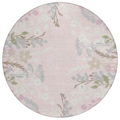 Machine Washable Indoor/Outdoor Chantille ACN2334 Pink 8' x 8' Round Rug