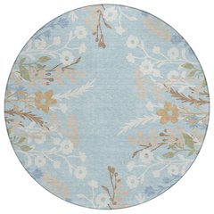 Machine Washable Indoor/Outdoor Chantille ACN2334 Blue 8' x 8' Round Rug