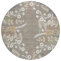 Machine Washable Indoor/Outdoor Chantille ACN2334 Brown 8' x 8' Round Rug