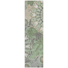 Machine Washable Indoor/Outdoor Chantille ACN2335 Green 2'3" x 7'6" Runner Rug