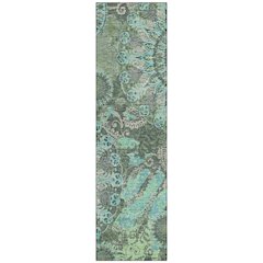 Machine Washable Indoor/Outdoor Chantille ACN2335 Green 2'3" x 7'6" Runner Rug