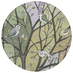 Machine Washable Indoor/Outdoor Chantille ACN2336 Green 8' x 8' Round Rug