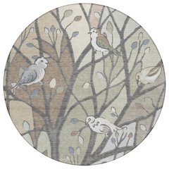 Machine Washable Indoor/Outdoor Chantille ACN2336 Brown 8' x 8' Round Rug
