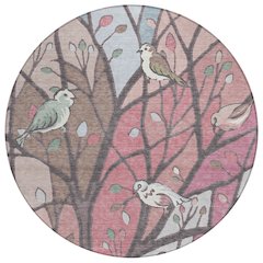 Machine Washable Indoor/Outdoor Chantille ACN2336 Pink 8' x 8' Round Rug
