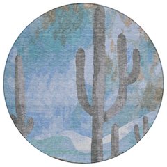Machine Washable Indoor/Outdoor Chantille ACN2337 Brown 8' x 8' Round Rug