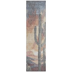 Machine Washable Indoor/Outdoor Chantille ACN2337 Orange 2'3" x 7'6" Runner Rug