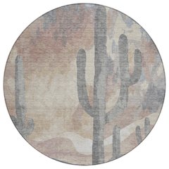 Machine Washable Indoor/Outdoor Chantille ACN2337 Brown 8' x 8' Round Rug