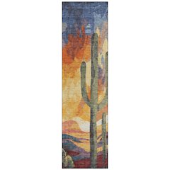 Machine Washable Indoor/Outdoor Chantille ACN2337 Orange 2'3" x 7'6" Runner Rug