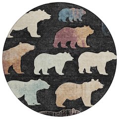 Machine Washable Indoor/Outdoor Chantille ACN2338 Black 8' x 8' Round Rug