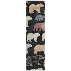 Machine Washable Indoor/Outdoor Chantille ACN2338 Black 2'3" x 7'6" Runner Rug