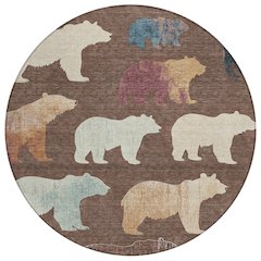 Machine Washable Indoor/Outdoor Chantille ACN2338 Brown 8' x 8' Round Rug
