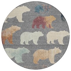 Machine Washable Indoor/Outdoor Chantille ACN2338 Gray 8' x 8' Round Rug