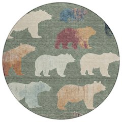Machine Washable Indoor/Outdoor Chantille ACN2338 Green 8' x 8' Round Rug