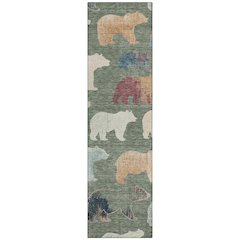 Machine Washable Indoor/Outdoor Chantille ACN2338 Green 2'3" x 7'6" Runner Rug