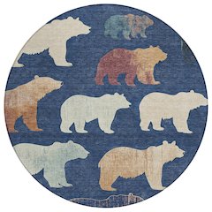 Machine Washable Indoor/Outdoor Chantille ACN2338 Blue 8' x 8' Round Rug