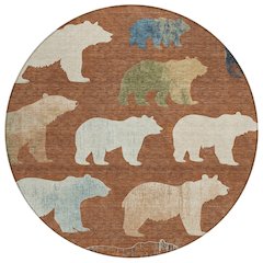 Machine Washable Indoor/Outdoor Chantille ACN2338 Orange 8' x 8' Round Rug