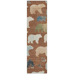 Machine Washable Indoor/Outdoor Chantille ACN2338 Orange 2'3" x 7'6" Runner Rug