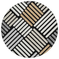 Machine Washable Indoor/Outdoor Chantille ACN2339 Black 8' x 8' Round Rug