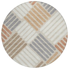 Machine Washable Indoor/Outdoor Chantille ACN2339 Orange 8' x 8' Round Rug