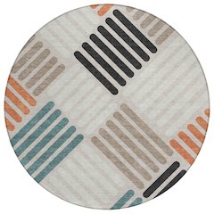 Machine Washable Indoor/Outdoor Chantille ACN2339 Ivory 8' x 8' Round Rug