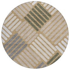 Machine Washable Indoor/Outdoor Chantille ACN2339 Gold 8' x 8' Round Rug