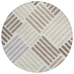Machine Washable Indoor/Outdoor Chantille ACN2339 Ivory 8' x 8' Round Rug