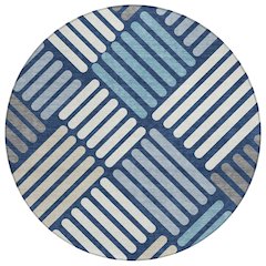 Machine Washable Indoor/Outdoor Chantille ACN2339 Blue 8' x 8' Round Rug