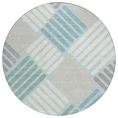 Machine Washable Indoor/Outdoor Chantille ACN2339 Blue 8' x 8' Round Rug
