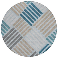 Machine Washable Indoor/Outdoor Chantille ACN2339 Teal 8' x 8' Round Rug