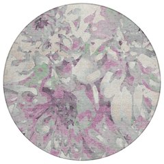 Machine Washable Indoor/Outdoor Chantille ACN2340 Pink 8' x 8' Round Rug