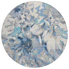 Machine Washable Indoor/Outdoor Chantille ACN2340 Blue 8' x 8' Round Rug
