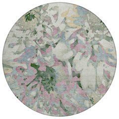 Machine Washable Indoor/Outdoor Chantille ACN2340 Green 8' x 8' Round Rug