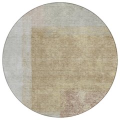 Machine Washable Indoor/Outdoor Chantille ACN2341 Gold 8' x 8' Round Rug