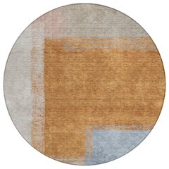 Machine Washable Indoor/Outdoor Chantille ACN2341 Orange 8' x 8' Round Rug
