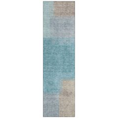 Machine Washable Indoor/Outdoor Chantille ACN2341 Teal 2'3" x 7'6" Runner Rug